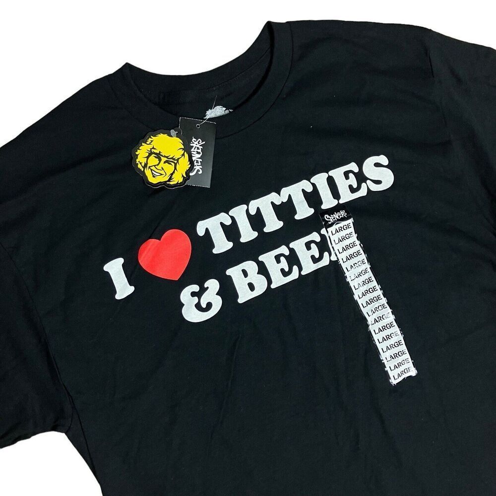 Danny Duncan Spencer T-Shirt Men’s L Black‎ Heart Titties And Beer Novelty Funny